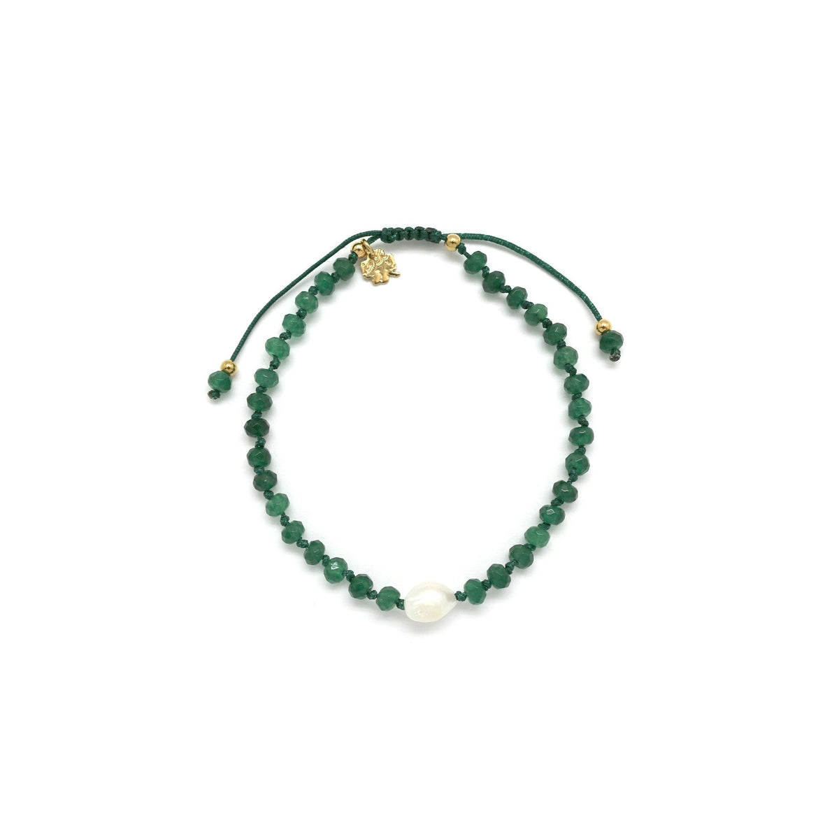 Regulējama zaļā kalcīta rokassprādze ar ūdens pērli